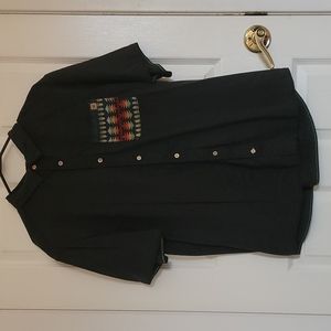 Ten Tree Large Button Down Casual Shirt Black Large